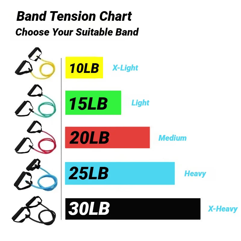 5-Level Resistance Bands with Handles for Home Workout